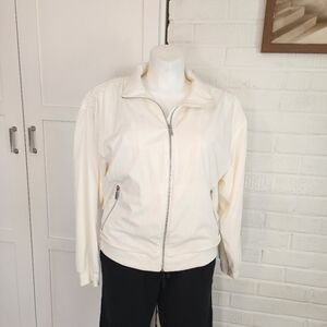 Calvin Klein Cream Zip Front Jacket Size Medium Lightweight Coat